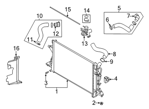 2021 Hyundai Elantra Radiator & Components Hose-Radiator Inlet Diagram for 25411-AA050