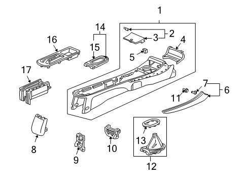 2003 Honda Civic Center Console Lid Set, Cup Holder *NH167L* Diagram for 83407-S5N-C02ZA