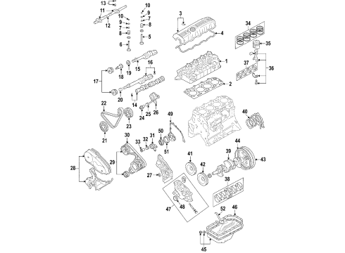 1984 Mitsubishi Mighty Max Engine Parts, Mounts, Cylinder Head & Valves, Camshaft & Timing, Oil Pan, Oil Pump, Balance Shafts, Crankshaft & Bearings, Pistons, Rings & Bearings Gasket-T/BELT Cover Upper Diagram for MD041005