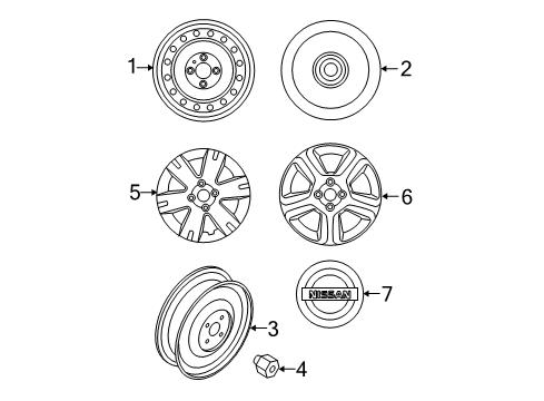 2012 Nissan Sentra Wheels, Covers & Trim Spare Tire Wheel Assembly Diagram for 40300-ET077