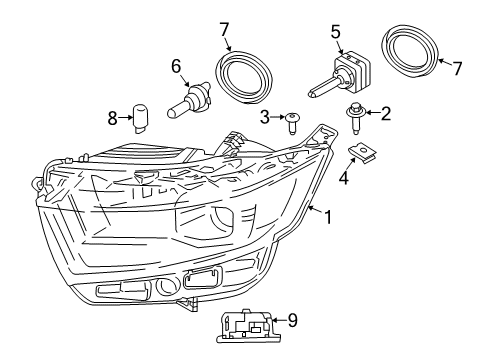 2018 Ford Edge Headlamps Composite Headlamp Diagram for FT4Z-13008-R
