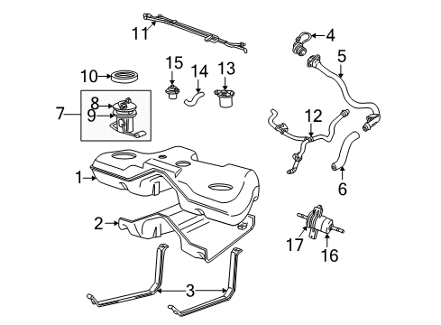 2002 Ford Thunderbird Fuel System Components Fuel Filter Bracket Diagram for XW4Z-9180-AA