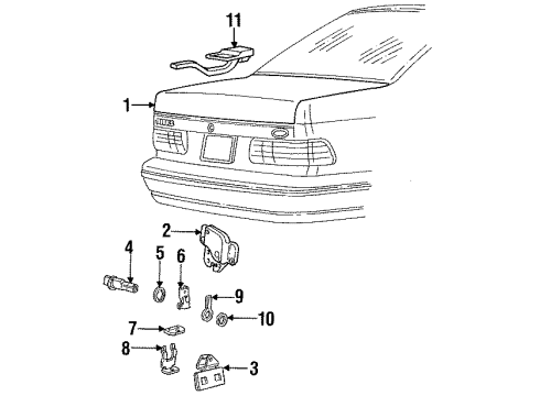 1993 Ford Taurus Trunk Cylinder & Keys Diagram for F2DZ5443507B