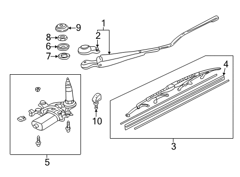 2005 Acura RSX Lift Gate - Wiper & Washer Components Cap, Pivot Diagram for 76711-SK7-003