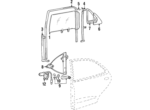 1998 Hyundai Elantra Rear Door Handle Assembly-Door Window Regulator Diagram for 82630-22001-FK