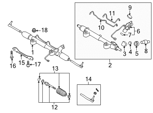 2018 Nissan 370Z Steering Column & Wheel, Steering Gear & Linkage Gear Sub Assembly-Power Steering Diagram for 49210-1EA0A