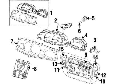 1999 Cadillac Catera Cluster & Switches Bulb Diagram for 9198599