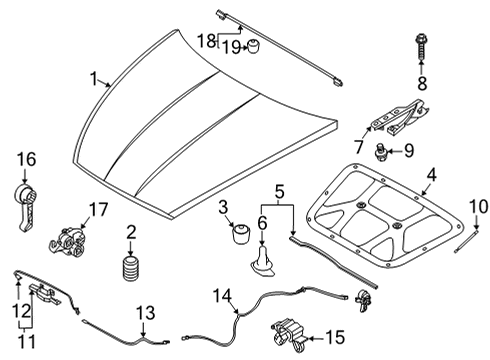2020 Hyundai Sonata Hood & Components Pad-Hood Insulating Diagram for 81125-L1000