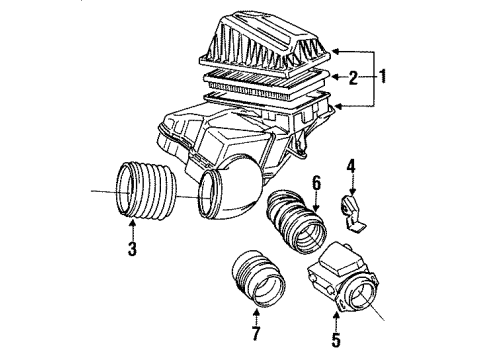 1994 BMW 850CSi Filters Mass Air Flow Sensor Diagram for 13621316166