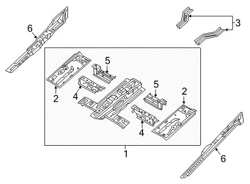 2021 Ram ProMaster City Floor & Rails Pan-Front Floor Diagram for 68338419AA