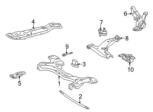 2000 Toyota Corolla Front Suspension Components, Lower Control Arm, Stabilizer Bar Lower Control Arm Bracket Diagram for 48659-02081