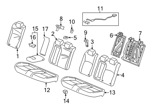 2022 Honda Insight Rear Seat Components Armrest Assembly, Rear Seat Center (Platinum Gray) Diagram for 82180-TXM-A41ZB