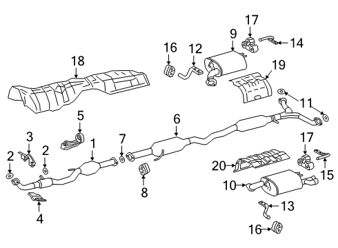 2019 Lexus ES350 Exhaust Components Exhaust Tail Pipe Assembly Diagram for 17430-0P590