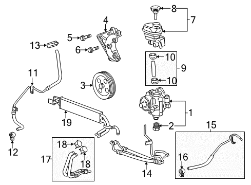 2014 Cadillac CTS P/S Pump & Hoses, Steering Gear & Linkage Upper Return Hose Clamp Diagram for 25878706