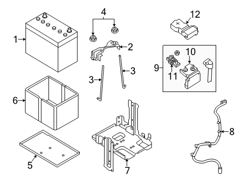 2017 Nissan Rogue Battery Connector Assembly Diagram for 24340-JA74B