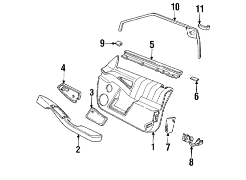 1992 Pontiac Grand Prix Interior Trim - Front Door Bezel Asm-Front Side Door Inside Handle *Graphite Diagram for 10250913