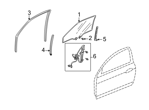 2005 Acura RSX Front Door Channel, Right Front Door Run Diagram for 72235-S6M-003