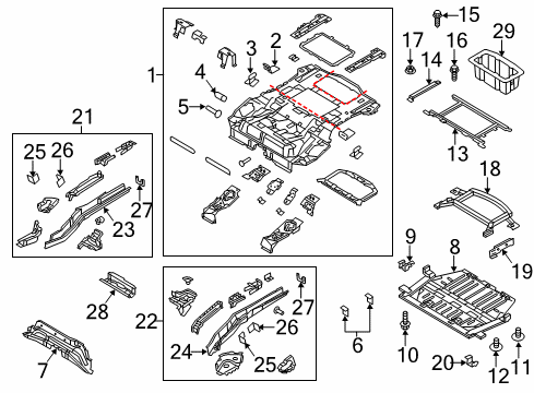 2017 Ford Focus Rear Body - Floor & Rails Side Rail Retainer Bracket Diagram for CP9Z-54624A14-A