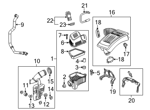 2010 GMC Terrain Air Intake Outlet Duct Bushing Diagram for 22676972