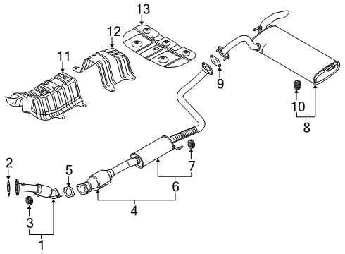2020 Kia Soul Exhaust Components Exhaust Manifold Catalytic Assembly Diagram for 285102EJN0
