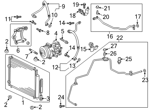 2015 Scion tC A/C Condenser, Compressor & Lines Compressor Assembly Bracket Diagram for 12502-0V040