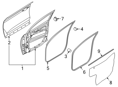 2019 Hyundai Kona Front Door Weatherstrip Assembly-Front Door Side LH Diagram for 82130-J9000