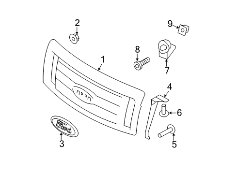 2013 Ford F-150 Grille & Components Grille Diagram for DL3Z-8200-EPTM