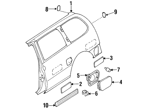 1995 Nissan Quest Side Panel & Components, Exterior Trim Cable Assy-Fuel Opener Diagram for 78822-0B000