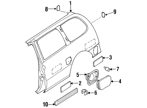 1996 Nissan Quest Side Panel & Components, Exterior Trim Base-Filler Lid Diagram for 78120-1B030