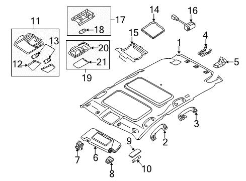 2013 Nissan Murano Sunroof Cover-SUNVISOR Diagram for 96420-JK00A