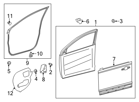 2017 Toyota RAV4 Front Door Door Shell Diagram for 67001-0R060