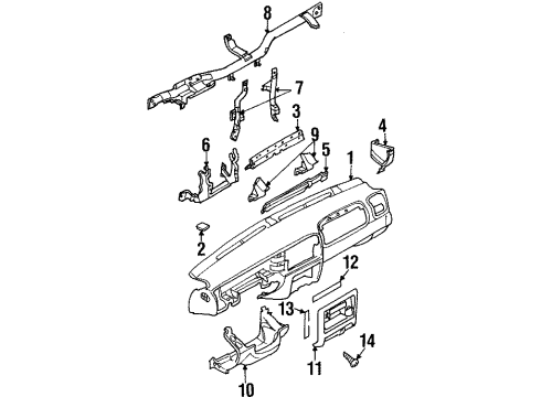2002 Honda Passport Cluster & Switches, Instrument Panel Reinforcement, Glove Box Diagram for 8-97121-735-1