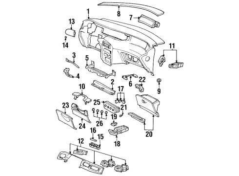 1996 Ford Windstar Instrument Panel Cylinder & Keys Diagram for F68Z1622050AA