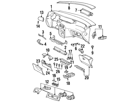 1995 Ford Windstar Instrument Panel Dash Control Unit Diagram for F58Z19980D