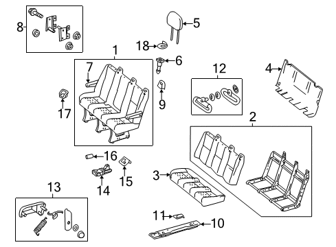 2009 Dodge Sprinter 3500 Rear Seat Components Rear Seat Cushion Diagram for 1HH001A6AA