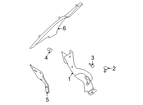 2009 Chevrolet Aveo Interior Trim - Quarter Panels Lower Quarter Trim Diagram for 96438736