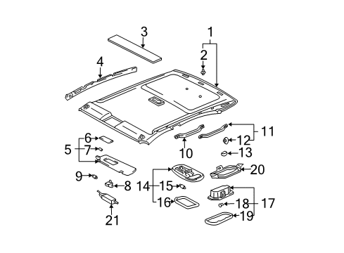 2002 Toyota Avalon Interior Trim - Roof Support Diagram for 74325-AC010-A0