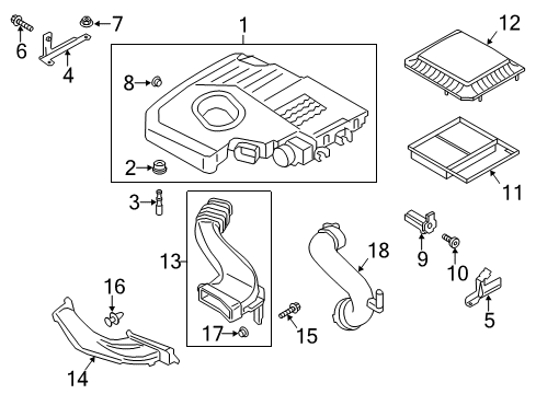 2018 Ford C-Max Air Intake Inlet Tube Diagram for FV6Z-9C675-A