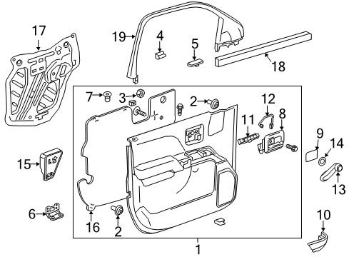 2015 GMC Sierra 2500 HD Interior Trim - Front Door Trim Molding Diagram for 22824678