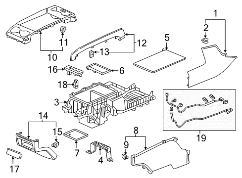 2019 Honda Odyssey Center Console Box Assy., Console *NH836L* (WISTERIA LIGHT GRAY) Diagram for 83422-THR-A02ZC