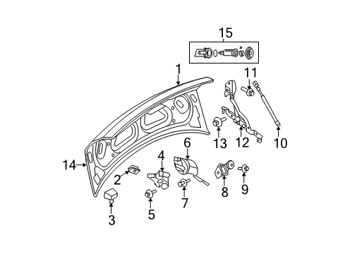 2009 Dodge Charger Trunk PROP/GAS-Deck Lid Diagram for 5152205AA