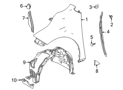 2021 Toyota Sienna Fender & Components Fender Liner Diagram for 53806-08061