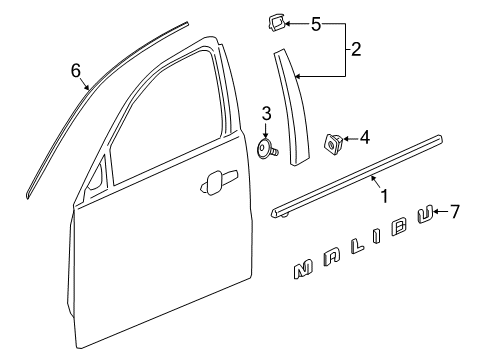 2021 Chevrolet Malibu Exterior Trim - Front Door Reveal Molding Diagram for 84205397