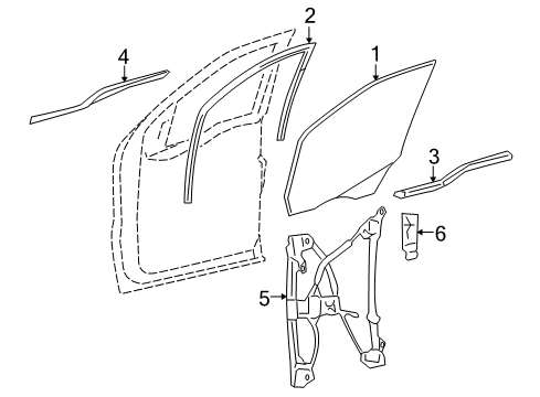 2006 Lincoln Mark LT Front Door - Glass & Hardware Belt Weatherstrip Diagram for 6L3Z-1521453-A