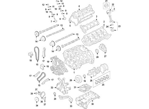 2019 Nissan Titan XD Engine Parts, Mounts, Cylinder Head & Valves, Camshaft & Timing, Oil Pan, Oil Pump, Crankshaft & Bearings, Pistons, Rings & Bearings, Variable Valve Timing Piston-W/Pin Diagram for 12010-EZ49B