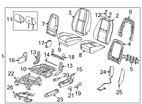 2014 Chevrolet Silverado 3500 HD Front Seat Components Panel Asm-P/D Seat Back Cushion Finish *Light Cashmere Diagram for 20926193