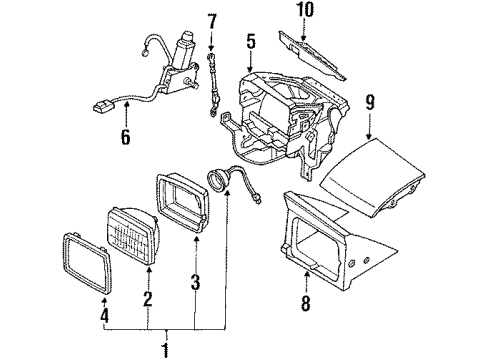 1990 Nissan 240SX Bulbs Housing Assembly Head Lamp L Diagram for B6075-40F00