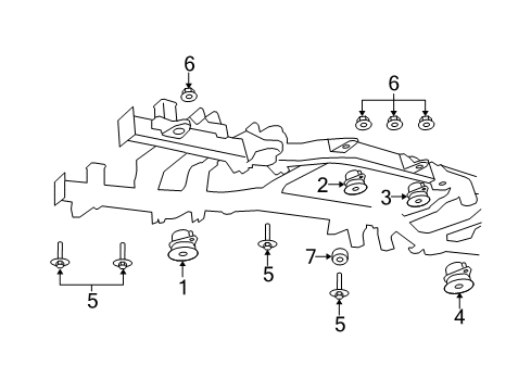 2020 Ram 1500 Classic Frame & Components ISOLATOR-Body Hold Down Diagram for 68225193AA