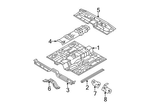 2007 Kia Spectra Pillars, Rocker & Floor - Floor & Rails Crossmember Assembly-Front Diagram for 651502F000