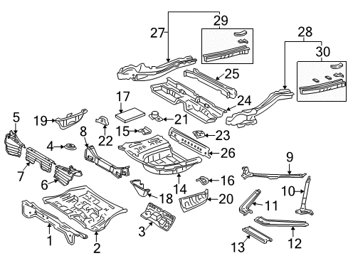 2007 Toyota Solara Rear Body - Floor & Rails Member, Rear Floor Cross, NO.3 Diagram for 57654-33010